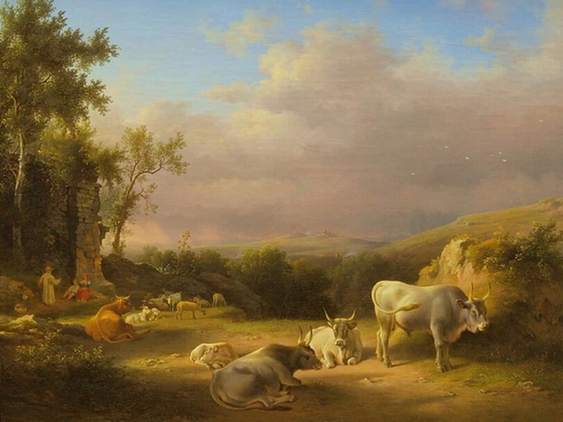 1776-Abraham Teerlink - Paesaggio con bestiame nella campagna, 1810
